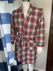 After Hours By Diplomat Vintage Mens Red Plaid Robe Size Med Flannel