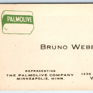 Tarjeta de visita jabón de palmoliva Waterloo Iowa década de 1940 Bruno Weber IA Minneapolis C49 - Imagen 1 de 3