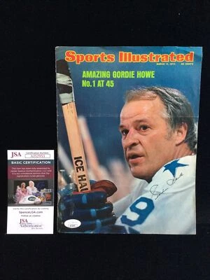 Portada de revista Sports Illustrated 1974 firmada por Gordie Howe certificada por la JSA -1 # Foto 1 de 4