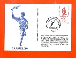 FLAMME OLYMPIQUE / CARTE SOUVENIR / PHILATELIE 1991 - Imagen 1 de 2