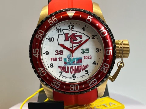 Watch KC  Kansas City Super Bowl 57 Champions NFL New Invicta 50mm Steel case Cover