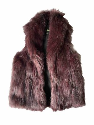 Жилет из искусственного меха Sam Edelman, черный с красным оттенком, размер маленький - Изображение 1 из 4