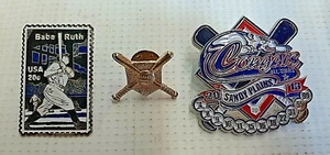 Lot 3 Metal Lapel Pins Babe Ruth NY Yankees Cougars All Stars & Crossed Bats - Picture 1 of 8