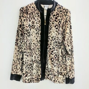 Jaclyn Smith Full-Zip Jacket/Top Womens Size L Large Animal Print Leopard - Picture 1 of 7