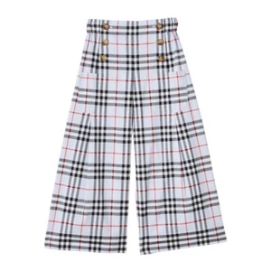 ✨BURBERRY Plaid Big Kids / Girls / Womens Wide Leg Blue Check Sailor Pants - Picture 1 of 10