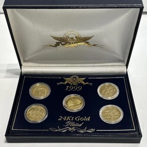 1999 24k Gold Plated Edition, State Quarter Collection, GA NJ CT DE PA A16.22 - Picture 1 of 5