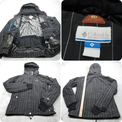 Chaqueta Columbia Mujer Grande Negra Cuadros Omni Heat Impermeable Con Capucha Cremallera Completa Esquí Foto 1 de 4