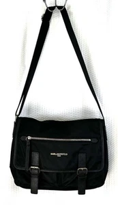 Karl Lagerfeld Paris Black Nylon Messenger Crossbody Bag Medium - Picture 1 of 12