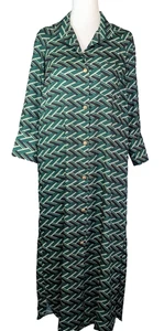 Tuckernuck Emerald Geo Maxi Shirt Dress Size XXS Pockets Buttons Excellent - Picture 1 of 9