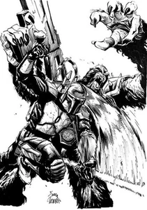 Ryan Stegman Bobba-Fett vs. Black Krrastan Original Art Illo von Ryan Stegman - Bild 1 von 1