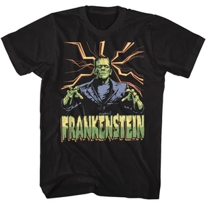Camicia nera Universal Monsters Frankenstein Lightning Bg film - Foto 1 di 3