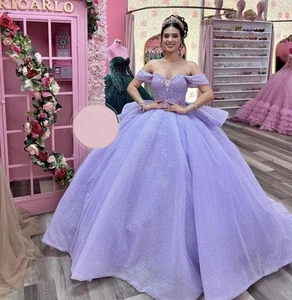 Sparkly Quinceanera Dress Lavender Off Shoulder - Picture 1 of 2
