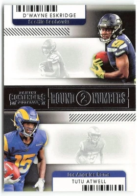 2021 Panini Contenders Round 2 Numbers D'Wayne Eskridge Tutu Atwell RC Seattle - Image 1 of 2