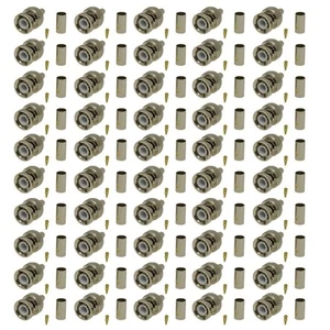 Pack of 50 BNC Male Crimp Connector - CLF200 Cable Crimp Easy To Use Custom - Picture 1 of 4