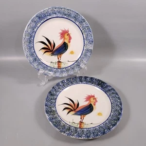 SET PIATTI vintage EMERSON CREEK POTTERY gallo spugna ceramica dipinti a mano - Foto 1 di 6