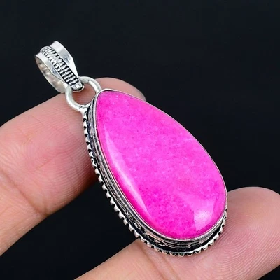 Kashmir Red Ruby 925 Silver Plated Handmade Pendant of 1.97" - Image 1 of 3