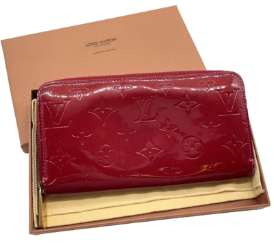 Portafoglio originale Louis Vuitton Monogram Vernis rosso rotondo con cerniera M91981 con B/D i110957 - Immagine 1 di 4