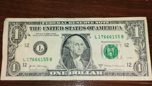 Lucky 666 1 $ One Dollar Schein ausgefallene Seriennummer mit 666 - Bild 1 von 5