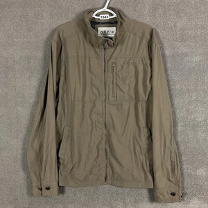 Orvis Jacket Mens Large Khaki Nylon Zip Front Lightweight Casual Outdoors - Picture 1 of 12