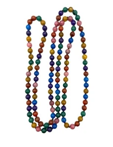Vintage Beaded Necklace Plastic Beads Multi Color Rainbow Colorful 44" Retro GUC - Picture 1 of 24