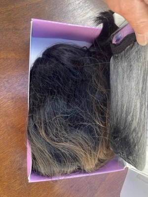 Peluca sintética de moda - Ombre negro/marrón + gorras de peluca - Nueva Foto 1 de 3