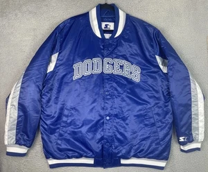 Giacca raso starter Los Angeles Dodgers foderata a scatto uomo 3XL blu cucito MLB EUC - Foto 1 di 11