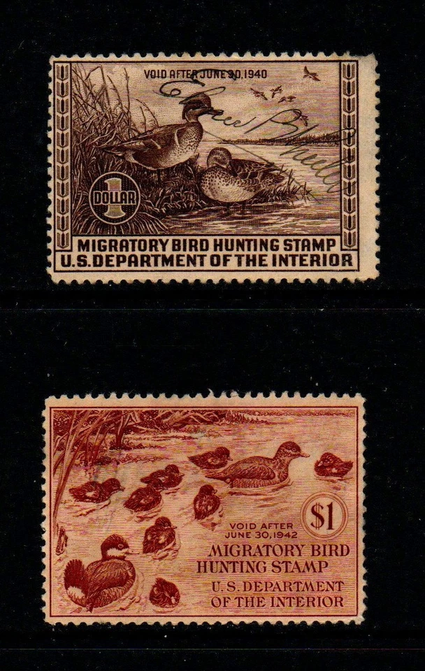 US Duck Stamps - Scott RW6 and RW8 - Used - Image 1 of 1
