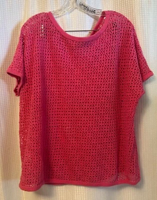 Blusa Manga Corta Malla Rosa Años 90 De Colección Talla XL De Gran Tamaño Foto 1 de 4