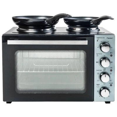 Bestron Kleinküche Backofen mit Kochplatte + Drehspieß Ofen Pizzaofen 31L - Bild 1 von 3