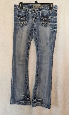 TRUCE- Pocket front Distressed blue jean womans/Juniors sz 7 - Image 1 of 4
