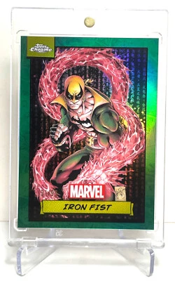 Topps Marvel Chrome Iron Fist Green Wave refractor Ltd to 99 FREE BASE BUNDLE - Image 1 of 4