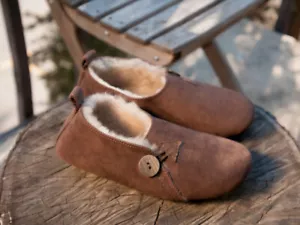Follkee Sheepskin Slippers Wool House Shoes Women Slippers Men Slippers - Picture 1 of 6