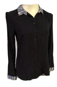 Black Long Sleeve Top With Colourful Collar Good Condition Rusty Size8 New/Tags - Picture 1 of 9