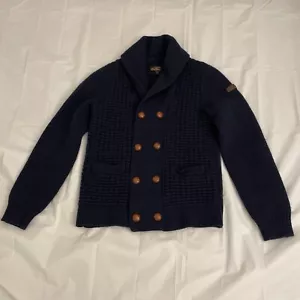 Ben Sherman Pullover Herren Large Blau Strickjacke Zweireiher Schalkragen Strick - Bild 1 von 13