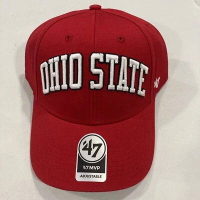 Chapéu ajustável Ohio State Buckeyes NCAA Red Legend Lone Script masculino MVP NOVO - Imagem 1 de 4