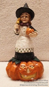 NEW VINTAGE RETRO LOOK HALLOWEEN WITCH ON JACK O LANTERN FIGURE TABLE DECOR  - Picture 1 of 3