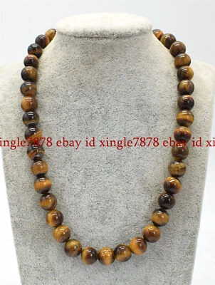 Collar de cuentas redondas de piedras preciosas ojo de tigre multicolor natural de 20" 6/8/10/12/14 mm  Foto 1 de 4