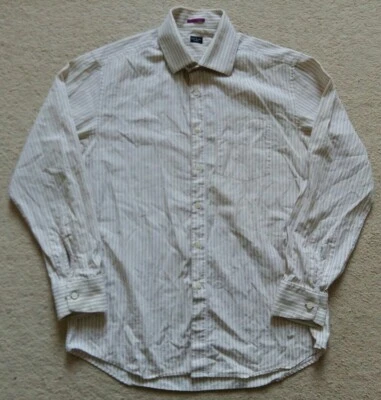 ●●●Paul Smith Champagne Stripe Single Cuff Dress Shirt Size XL (Used)●●● - Image 1 of 4
