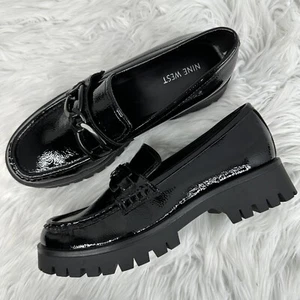 Nine West Women’s Black Garren Link Accent Lug Sole Casual Loafers US 9.5 - Picture 1 of 15