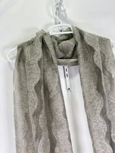 Saachi 80”x27” Gray Wool Acrylic & Polyester Scarf Delicate Sheer Panels NWT - Picture 1 of 6