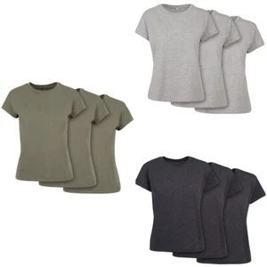 Build your Brand Ladies Box Té 3-Pack Donna T-Shirt Stampabile Jersey Girocollo - Picture 1 of 8