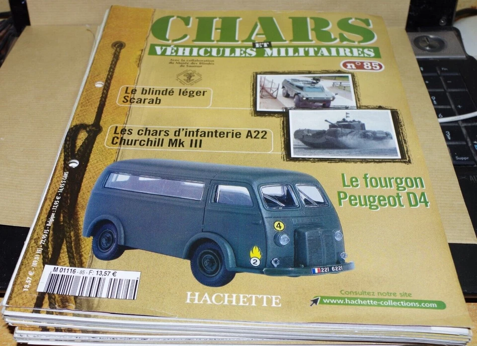 FASCICULE CHARS ET VEHICULES MILITAIRES n° 85 PEUGEOT D4 SOLIDO, livret HACHETTE - Photo 1/1