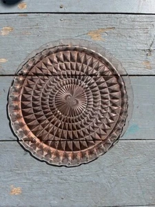 Vintage Rosa Vertiefung Glas Rund Windsor Muster 14" Servierplatte/Teller - Bild 1 von 1