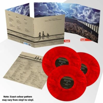   Attack on Titan Season 1 Anime Vinyl Record Soundtrack Red Marble 3 x LP #/500 - Image 1 of 4