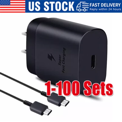 Cargador de pared rápido USB-C tipo 25 W + cable de 6 pies para Samsung Galaxy S20 S21 5G lote EE. UU. Foto 1 de 4