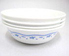 Corelle Morning Blue 4 Coupe Cereal Bowls White with Blue Flowers