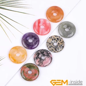 Natural Assorted Stones Round Donut Beads For Pendant Earring Necklace 1 Pcs - Bild 1 von 200