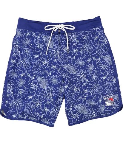 G-III Sports Mens NY Rangers Swim Bottom Trunks, Blue, Large Cover