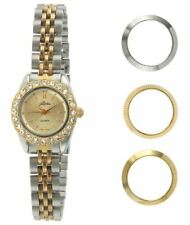 Women's 2 Tone Bracelet Watch w/ Changeable Bezels Gift Set by Pierre Jacquard