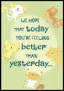 Greeting Card - Cat Kitten - Get Well - 0079 - Picture 1 of 2